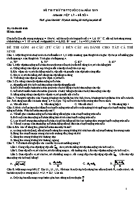 Đề thi thử THPT Quốc gia môn Vật lí năm 2019 - Đề số 4 (Có đáp án)